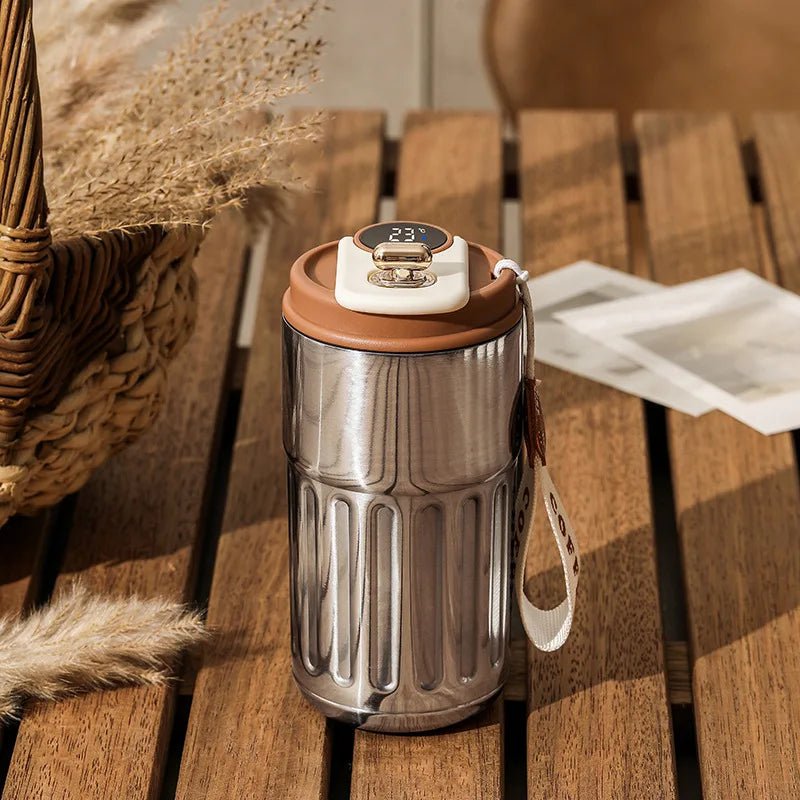 La Michy Tienda Chile Silver Khaki / 450ML Vaso Termico Led Coffee