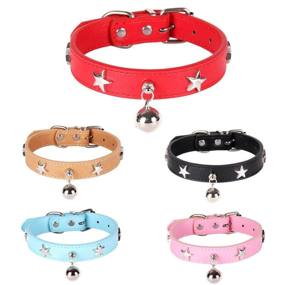 La Michy Tienda Collar De Cuero Estrella con Cascabel